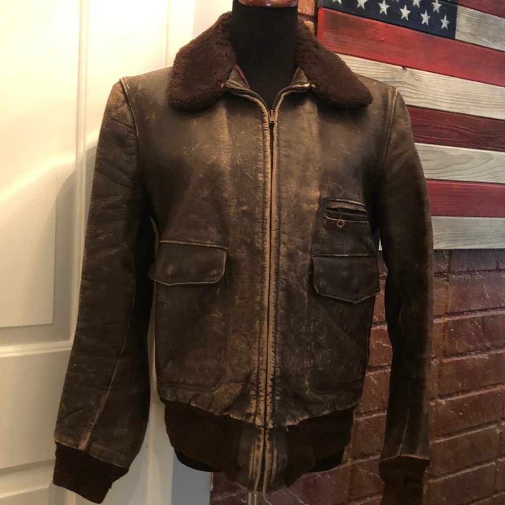 Vtg 40s 50s Hercules Leather Bomber Jacket Horsehide 5 Pocket